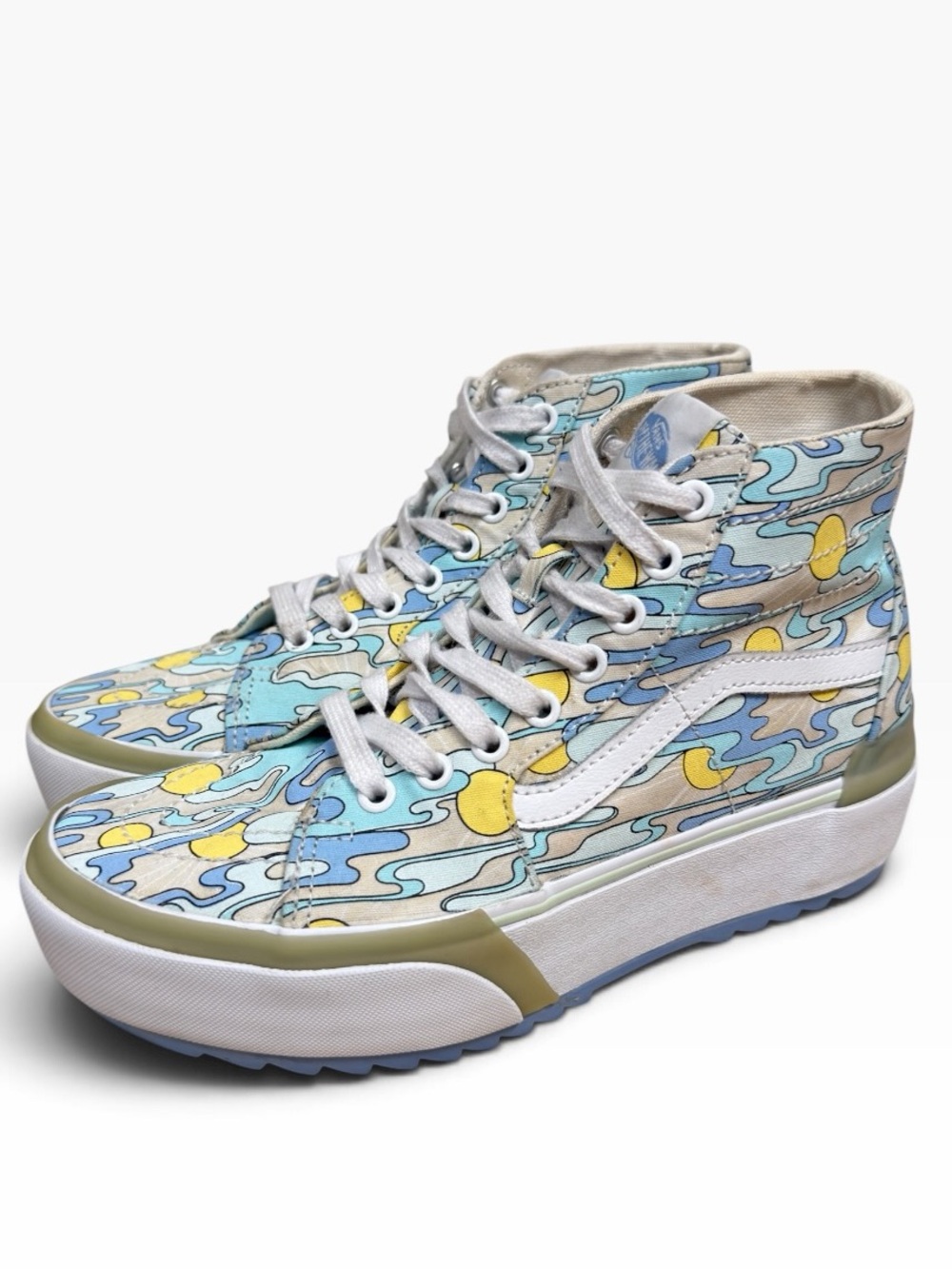 Vans Sk8-Hi Tapered Stacked UV Ink Sunwaves Platform Sneakers Womens 8.5 Blue